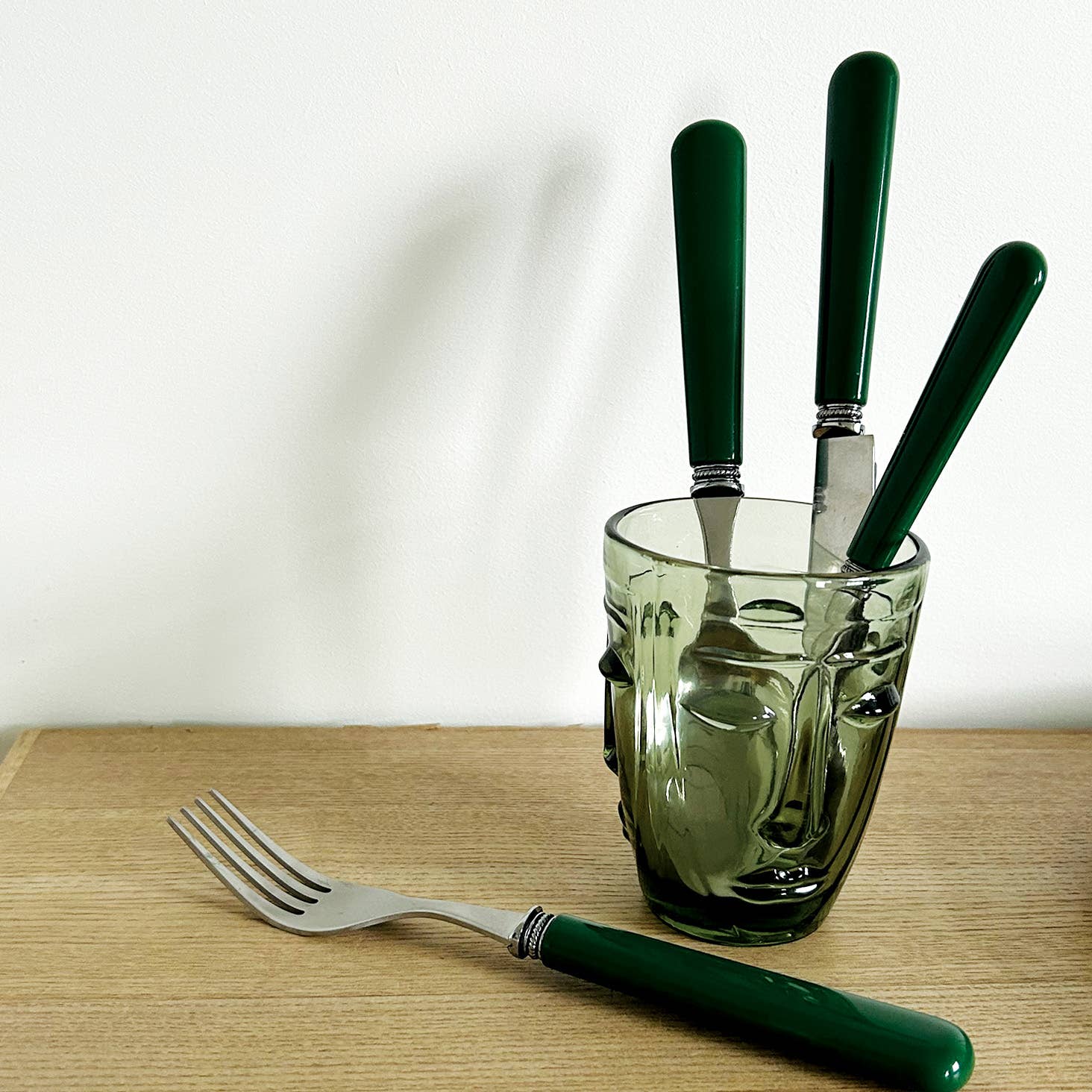 Tenedor y cuchillo de jardín de acero inoxidable con mango verde: Verde
