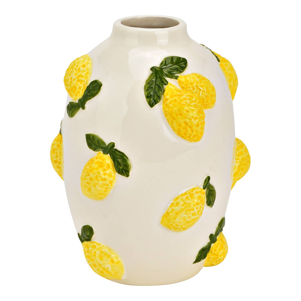 Jarrón decorativo de limón de cerámica, amarillo (A/Al/P) 12x15x12cm