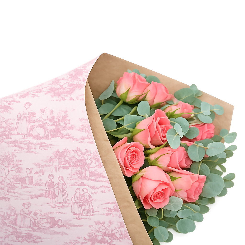 Ecowaterproof Kraft 70cm x 50m VINTAGE GARDEN Blanco/Peach