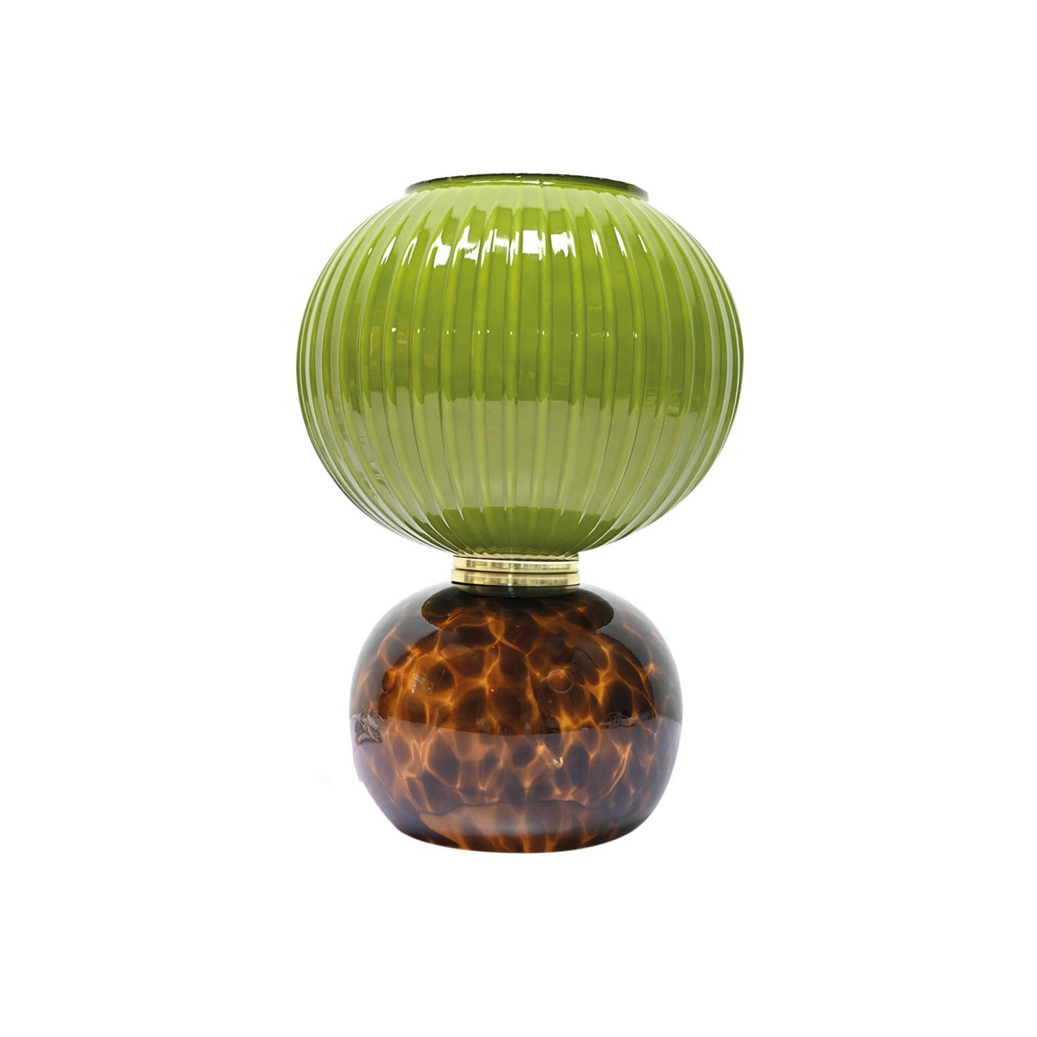 Lámpara de mesa Adonis PM con pantalla de cristal estilo leopardo en caqui D20 H28 cm