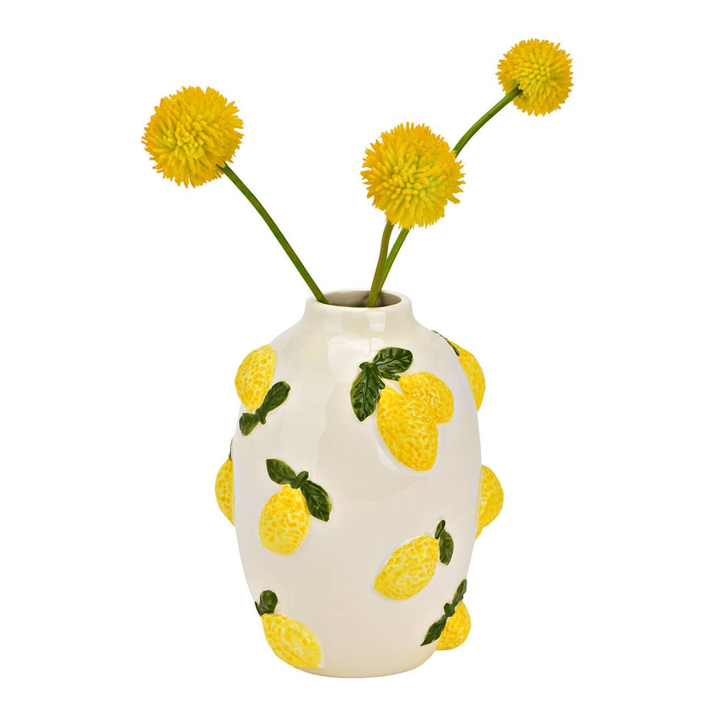 Jarrón decorativo de limón de cerámica, amarillo (A/Al/P) 12x15x12cm