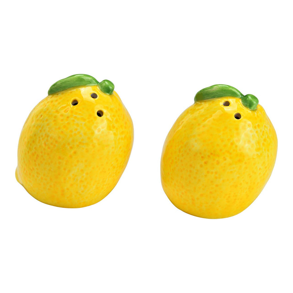 Juego de 2 saleros y pimenteros de cerámica con forma de limón, amarillo/verde (A/A/P) 6x7x6cm