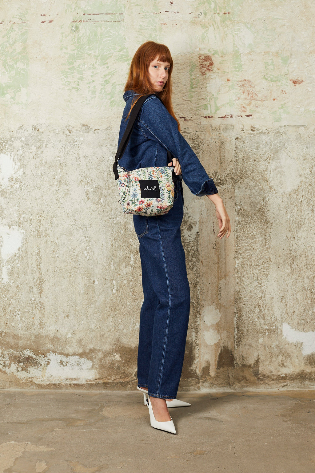 Bolso bandolera tejido jacquard azaleas