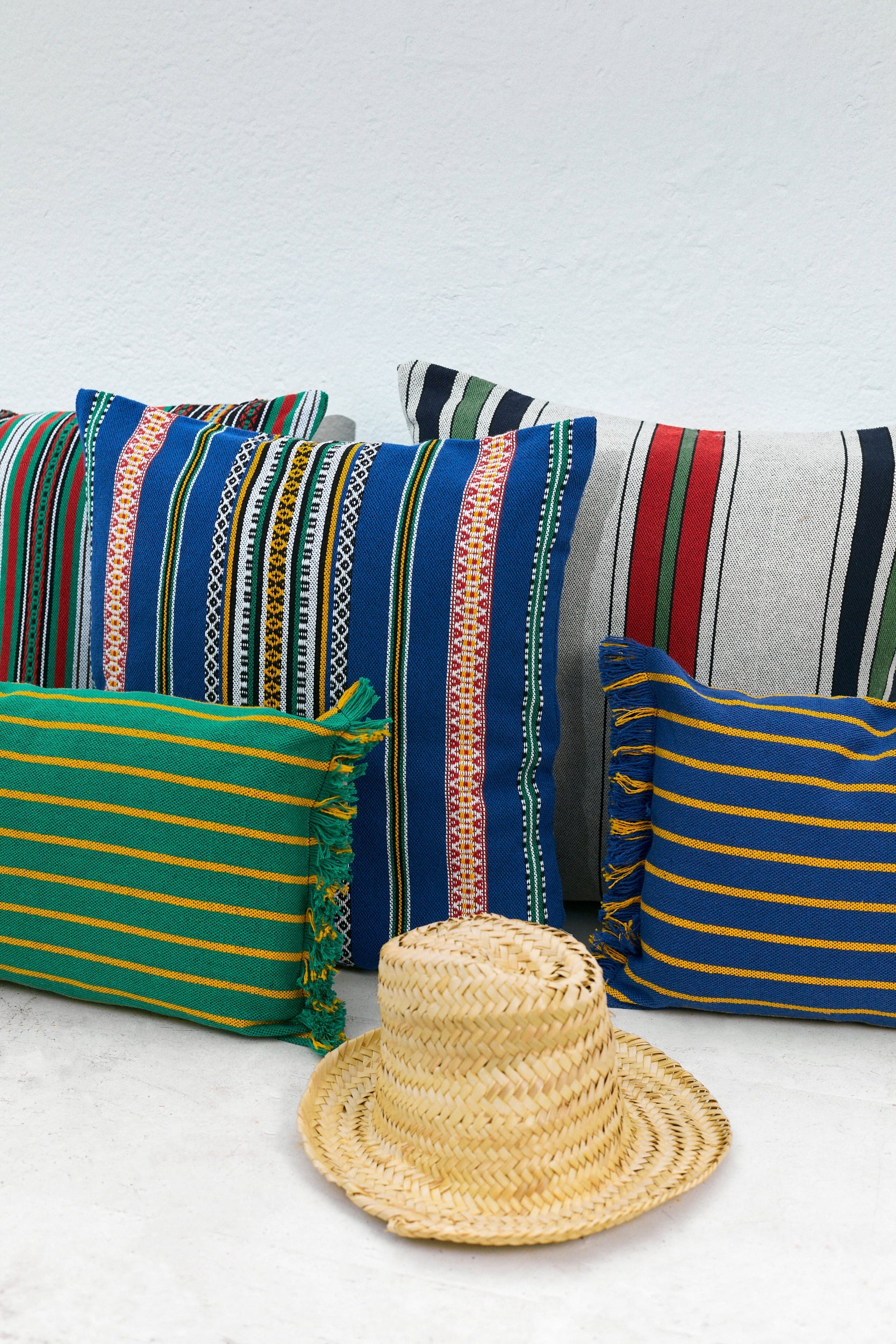 Funda cojín rayas granada verde 30cmx45cm