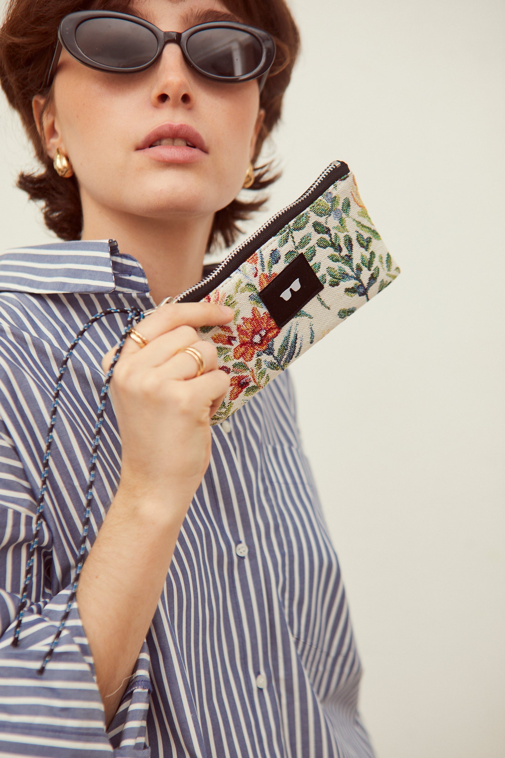 Funda de gafas tejido jacquard flores azaleas
