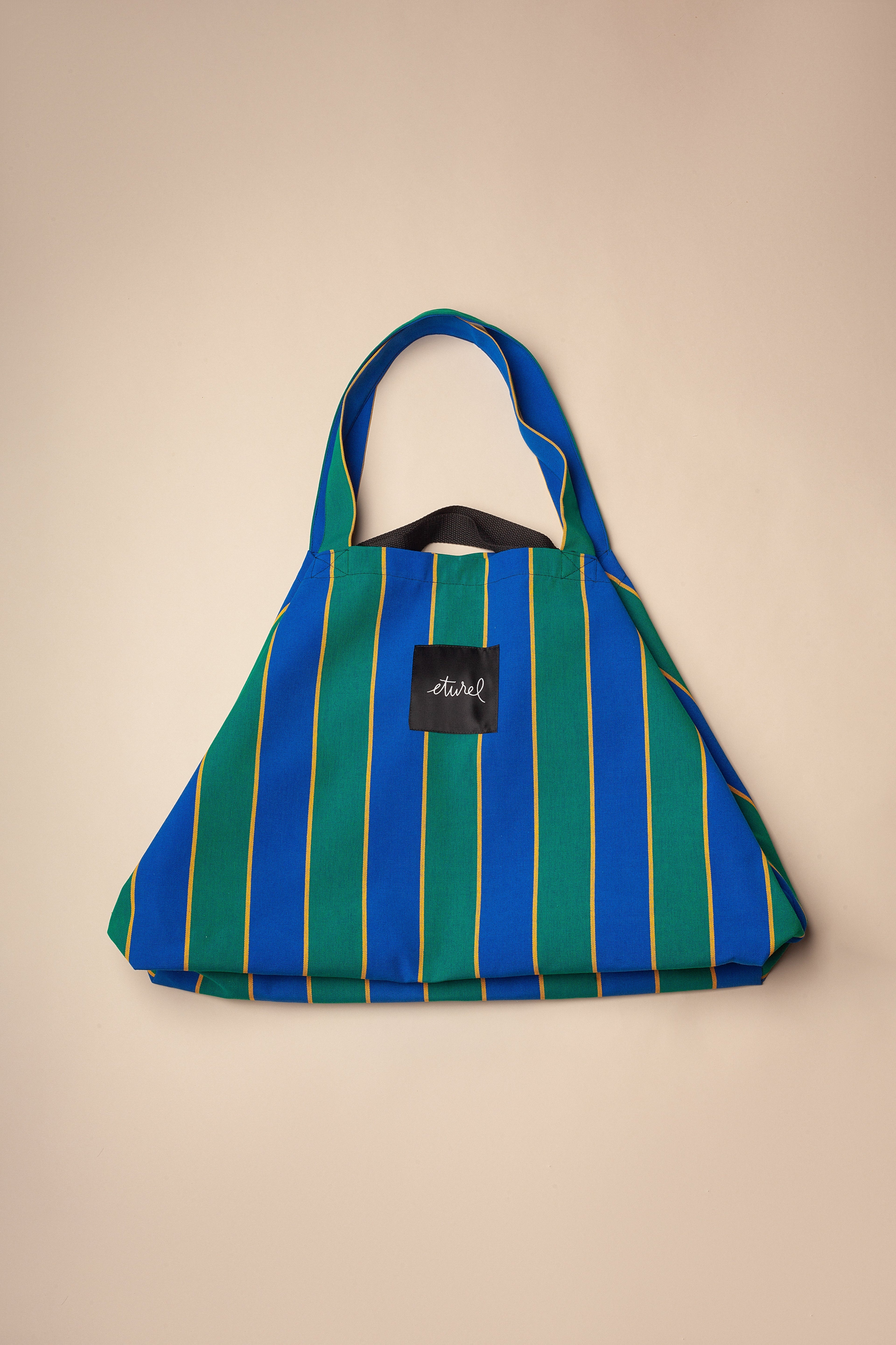 Bolso shopper maxi lona toldo rayas