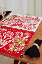 Mantel individual reversible folklore rojo (pack de 2)