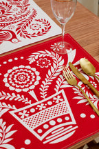 Mantel individual reversible folklore rojo (pack de 2)