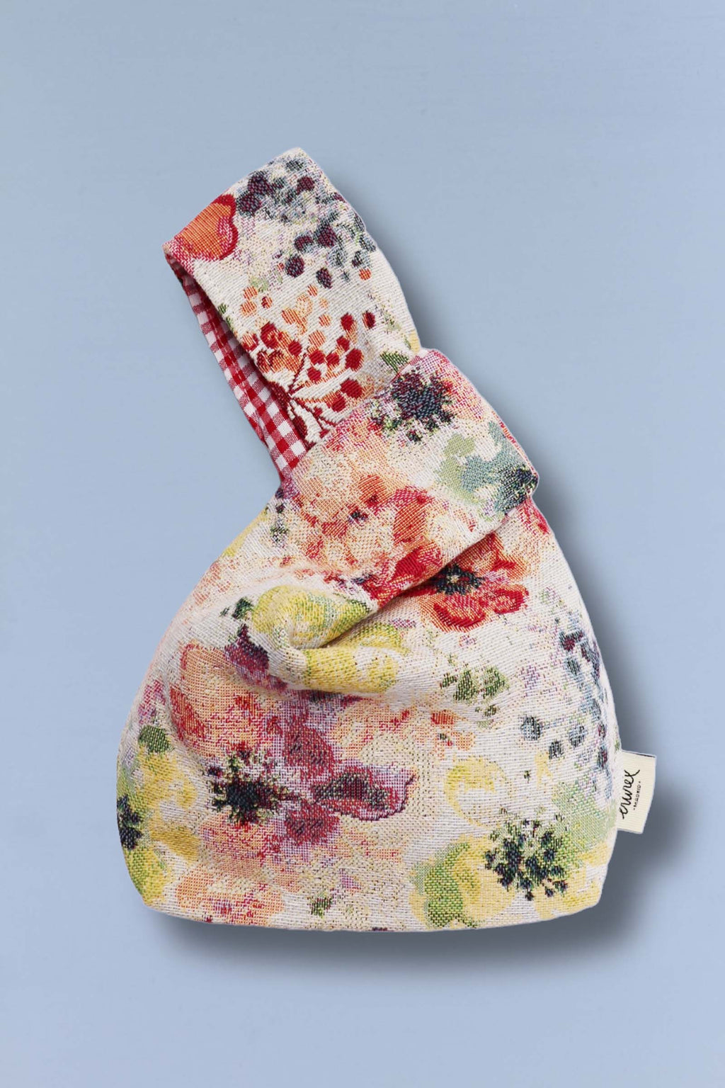 Bolso hatillo mini tejido jacquard flores amapolas