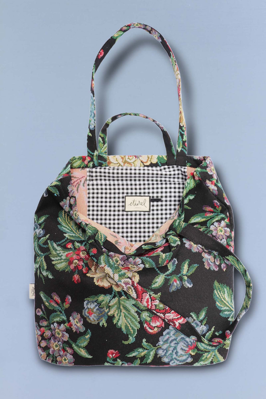 Tote Bag tejido jacquard flores peonías