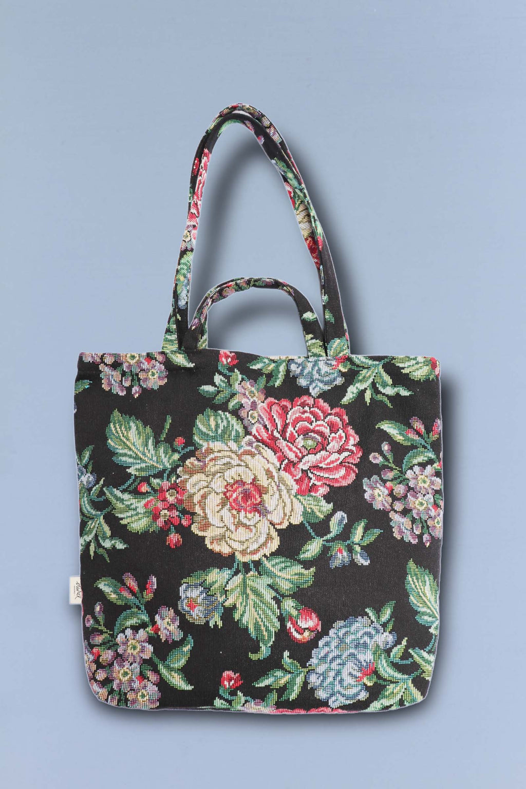 Tote Bag tejido jacquard flores peonías