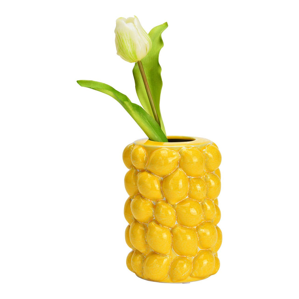 Jarrón de cerámica con forma de limón, amarillo (A/Al/P) 12x16x12cm