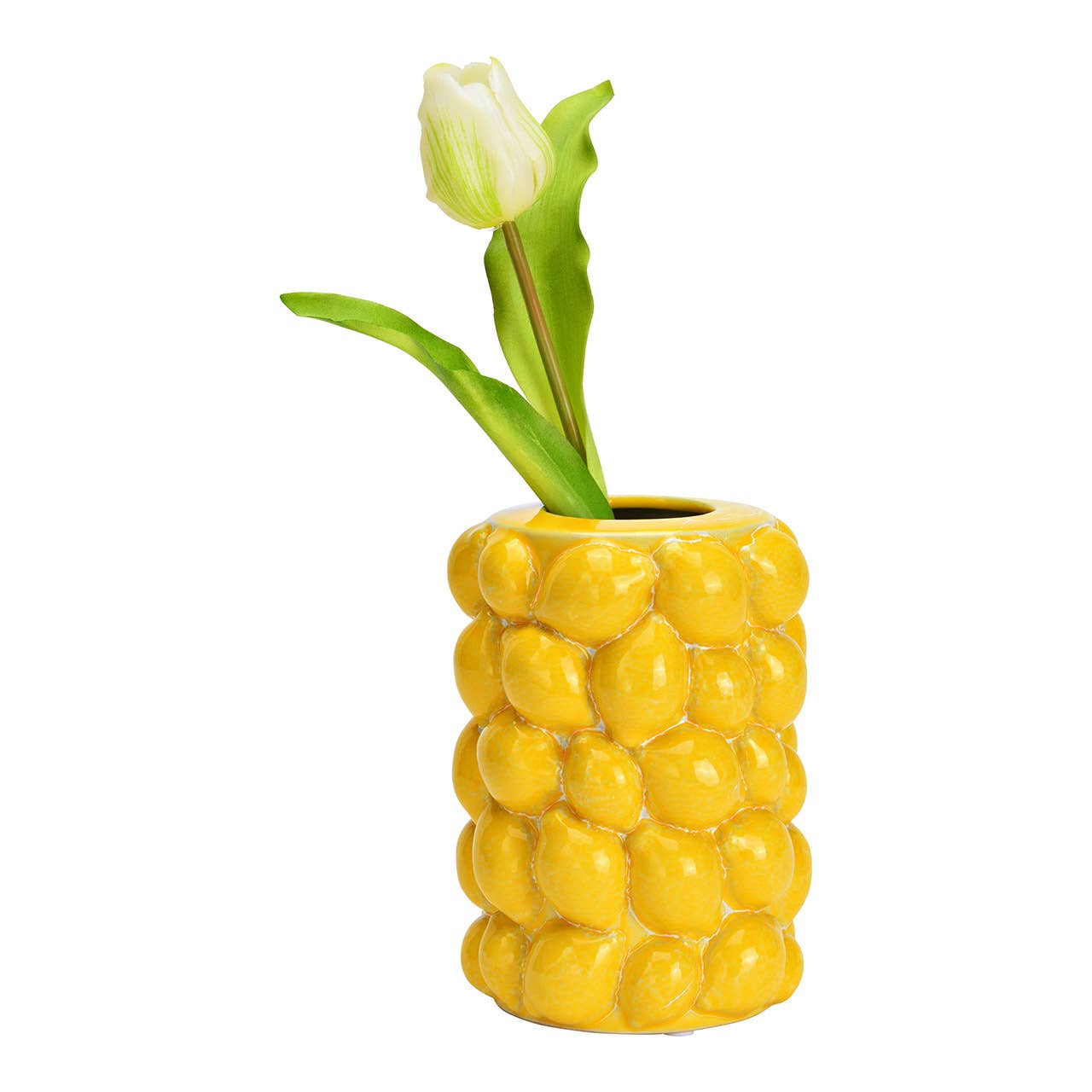 Jarrón de cerámica con forma de limón, amarillo (A/Al/P) 12x16x12cm