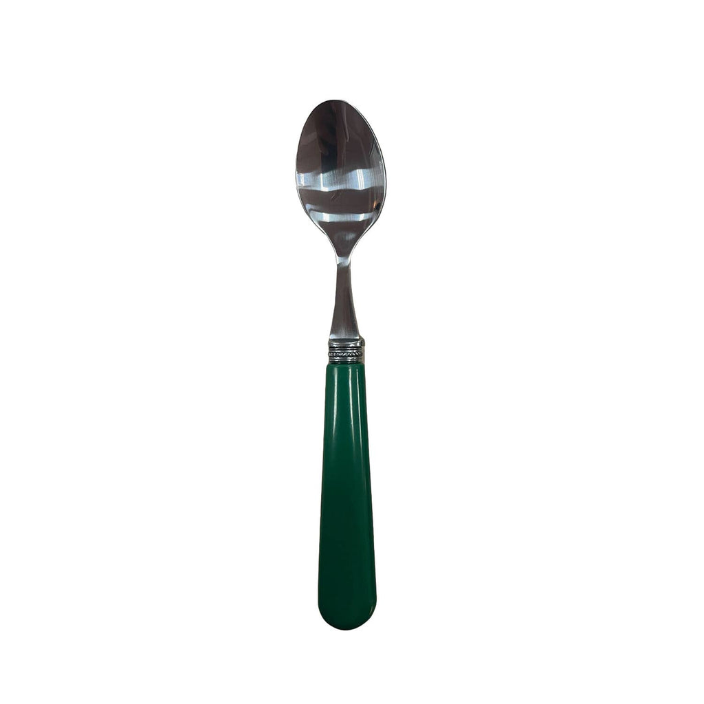 Cucharilla de café verde de acero inoxidable con borde dentado: Verde