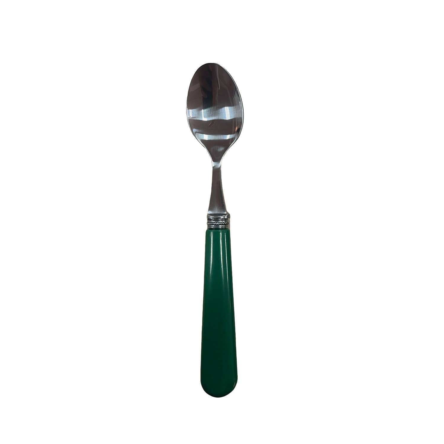 Cucharilla de café verde de acero inoxidable con borde dentado: Verde