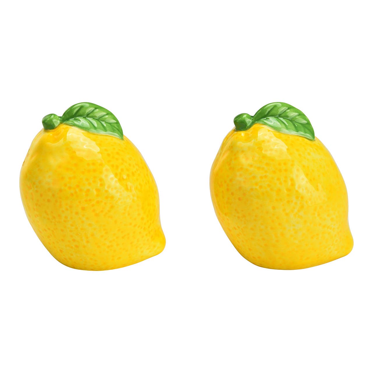 Juego de 2 saleros y pimenteros de cerámica con forma de limón, amarillo/verde (A/A/P) 6x7x6cm